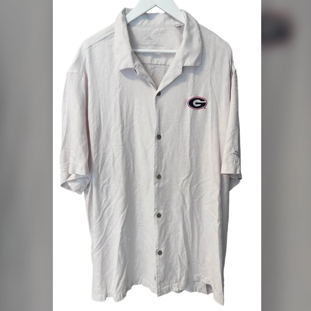 Tommy Bahama UGA Georgia Bulldogs Embroidered Silk Button Up Shirt Men’s XXXL